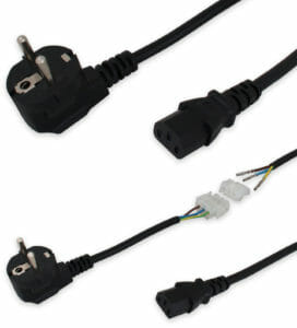 Opciones de cable de alimentación de UE para monitores industriales, modelos de conducto y sin conducto
