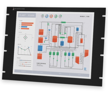 Monitores industriales de montaje en bastidor y pantallas táctiles resistentes según IP20 de 19”