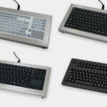 Opciones de teclados de sobremesa industriales con teclas de recorrido corto o completo y dispositivo de puntero integrado