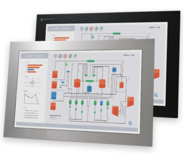 Monitores industriales de montaje en panel con pantalla panorámica y pantallas táctiles resistentes según IP65/IP66 de 22”