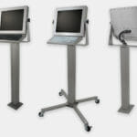 Opciones de montaje de pedestal para industria pesada para monitores de montaje universal y pantallas táctiles, con clasificación IP65/IP66