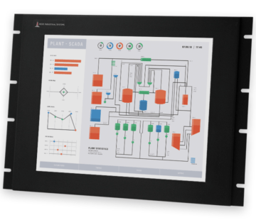 Monitores industriales de montaje en bastidor y pantallas táctiles resistentes según IP20 de 17”