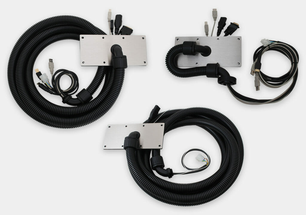 Opciones de conducto/conjunto de placa de cubierta para cables para monitores de montaje universal
